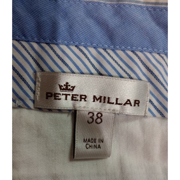 Peter Millar Shorts Mens 38 Blue White Stripe Classic Chino Golf‎ Casual Summer - Picture 5 of 7